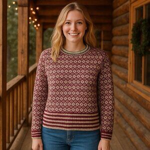 J. Crew Wool Argyle Crewneck Holiday Cabincore Cozy Nordic XS